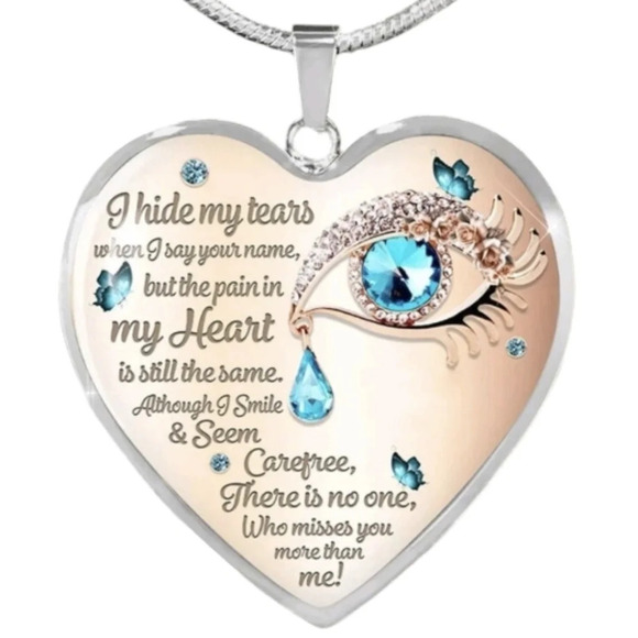 I Hide My Tears Pendant Necklace Keepsake Jewelry New - Picture 1 of 2